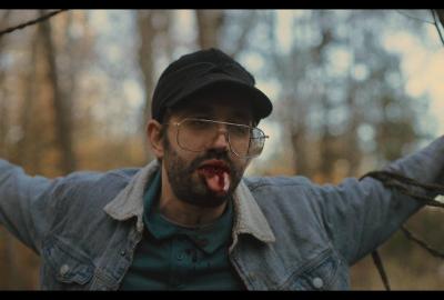 A hanging gutted man