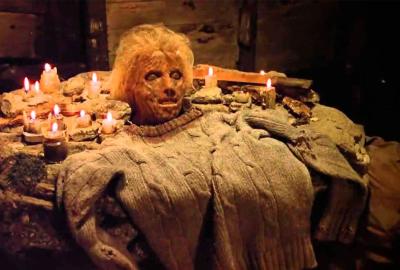 Mrs Vorhees head on a table