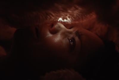 Woman trapped looks out