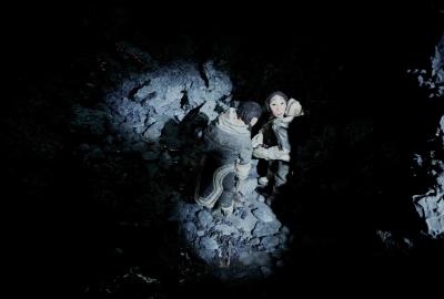 The girls enter the cave