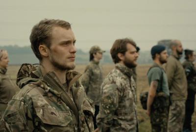 Military service people stand in line