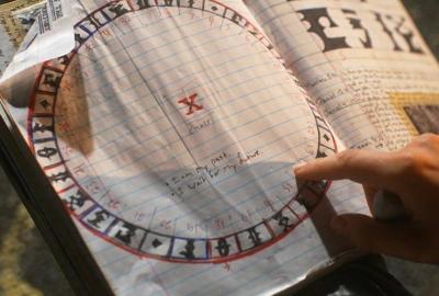 Meet You in the Parking Lot finger pointing to diagram in a book